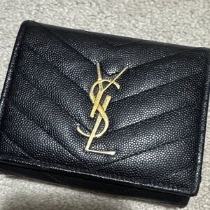 Yves Saint Laurent Black Wallet with Gold Logo